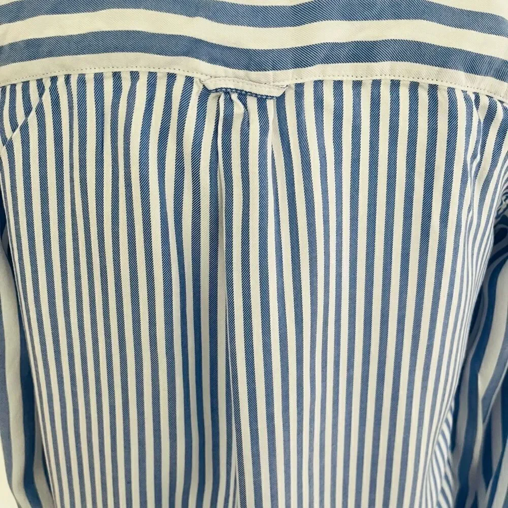 Beachlunchlounge Arielle Stripe Button Front Top, blue/white, size XS